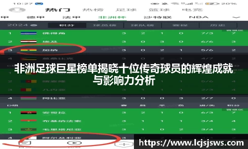 非洲足球巨星榜单揭晓十位传奇球员的辉煌成就与影响力分析